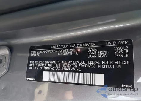 2018 Volvo S90 T6 Momentum из США, поврежденный, VIN LVY992MK5JP035848